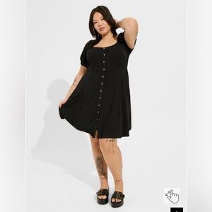 Torrid | Mini Rayon Slub Button Front Skater Dress | 3X